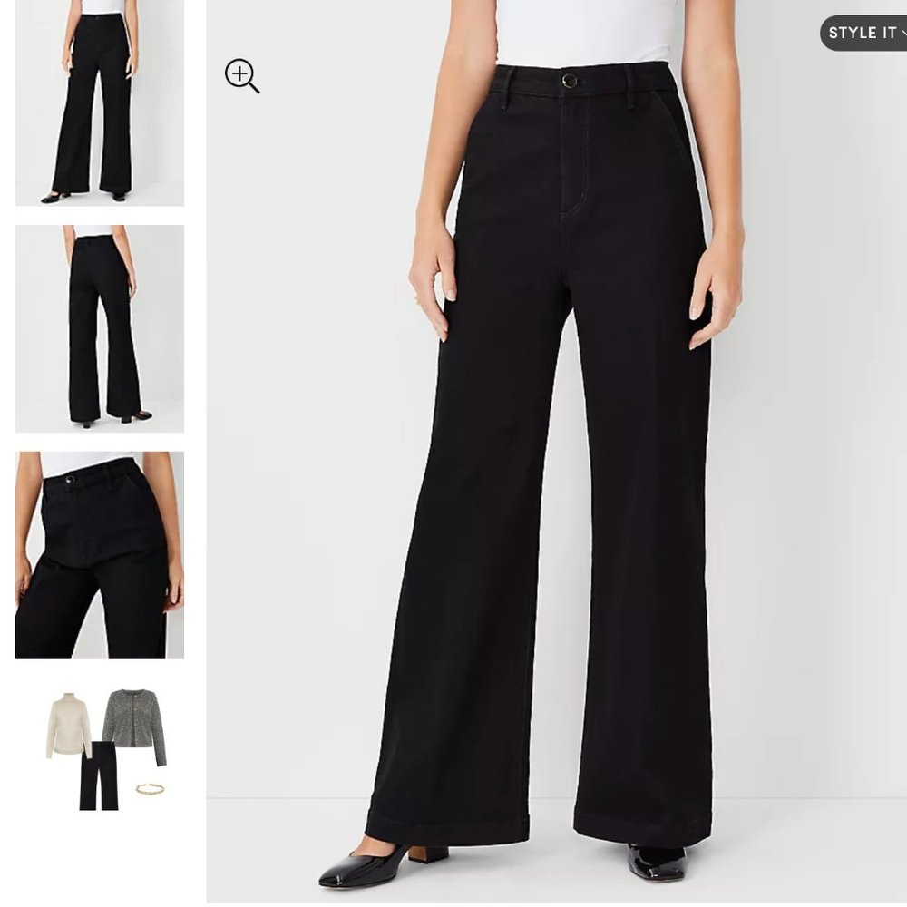 Ann Taylor High Rise Trouser Jeans in Washed Black